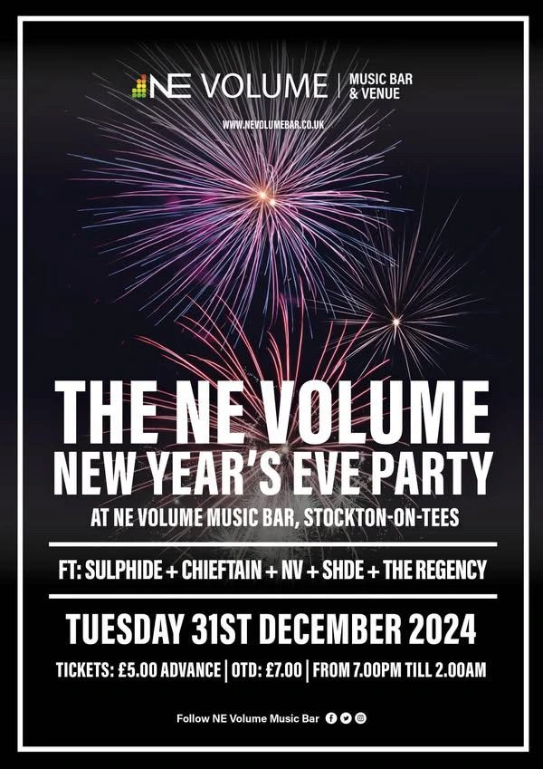 NE Volume New Years Eve Poster featuring SHDE and more.